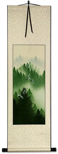 Homeward Bound Asian Cranes Wall Scroll