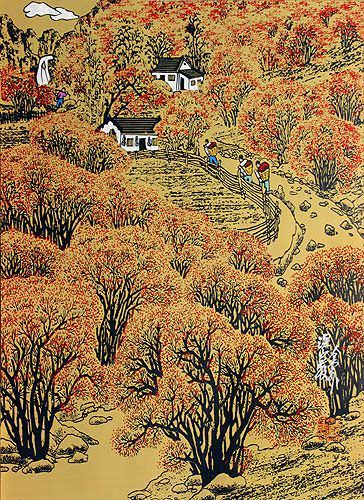 Harvest in the Deep Mountain - Chinese Folk Art Painting