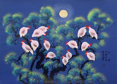 Moonlight Birds - Huxian Peasant Folk Art