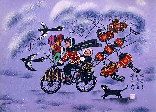 Bringing Spring Festival - Chinese Peasant Painting