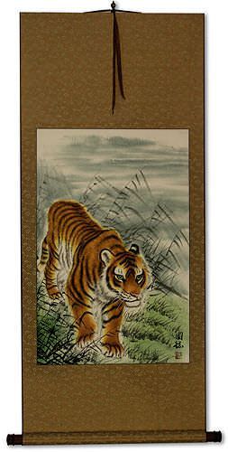 Prowling Chinese Tiger Wall Scroll - Tigers & Dragons Paintings and ...