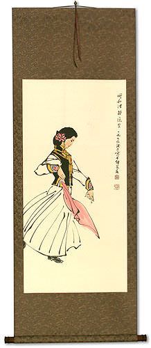 Dancing Girl Wall Scroll