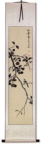 Bird on Tree Branch Wall Scroll