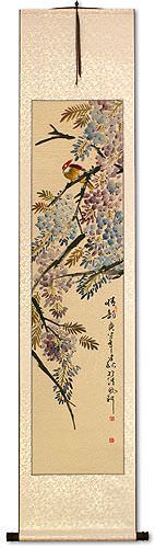 Beautiful Feeling - Bird and Flowering Branch Wall Scroll
