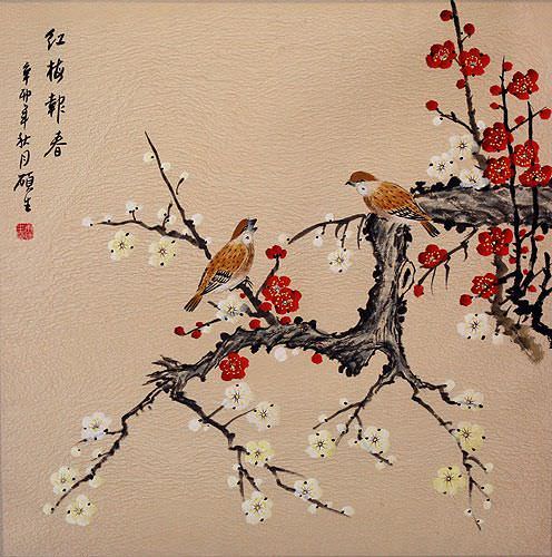 Red Plum Blossom Announces the Coming Spring - Chinese Painting