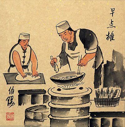 Breakfast Booth - Old Beijing Folk Art Painting