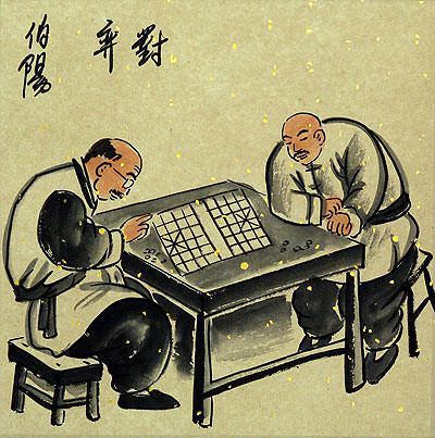 Playing Chess - Old Beijing Folk Art Painting