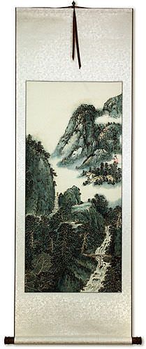Chinese River Landscape Wall Scroll