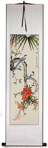 Overflowing with Autumn Fragrance - Bird and Flower Wall Scroll