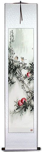Birds and Flowers Wall Scroll