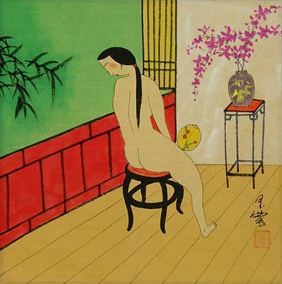Hanging Out in the Nude - Chinese Modern Art Painting