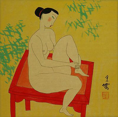 Hanging Out in the Nude - Modern Art Asian Painting