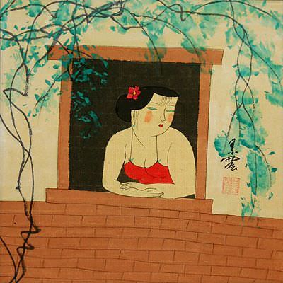 Chinese Woman At The Window - Modern Art Painting