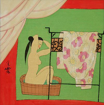 Bathing Chinese Lady - Chinese Modern Art Painting