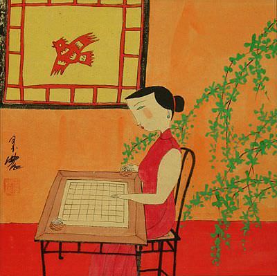 Beautiful Chinese Woman Modern Art Painting