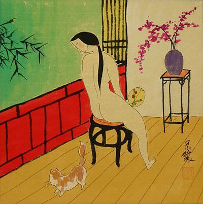 Hanging Out In The Nude - Modern Art Painting