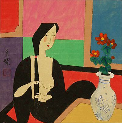Asian Woman - After Bath - Modern Art Painting