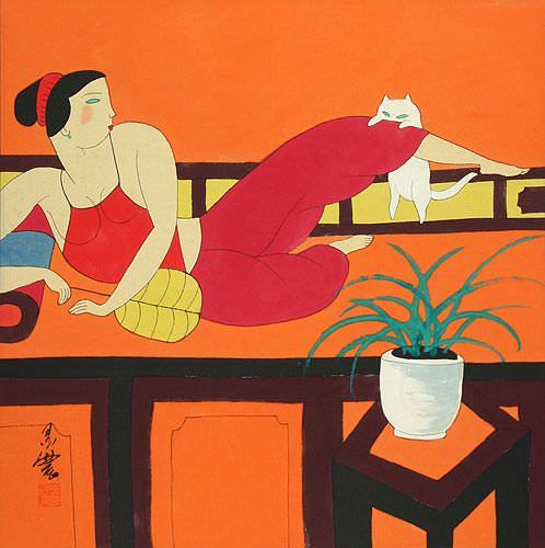 Chinese Lady Modern Art Painting