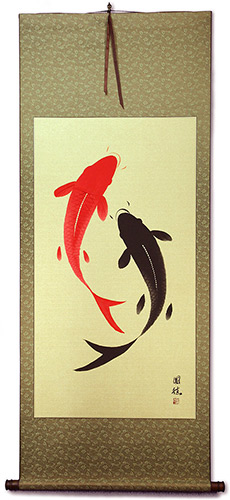 Large Yin Yang Fish - Chinese Scroll