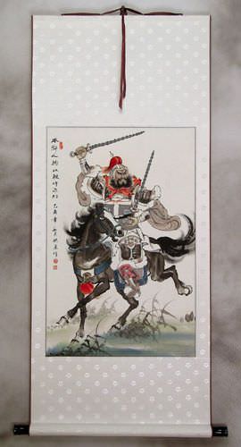 Ancient Chinese Warrior Hu Yan Zhuo Wall Scroll