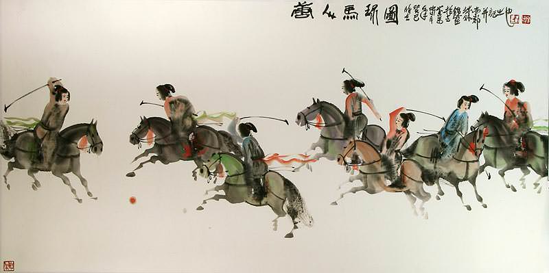 Tang Dynasty Horseback Polo - Large Painting