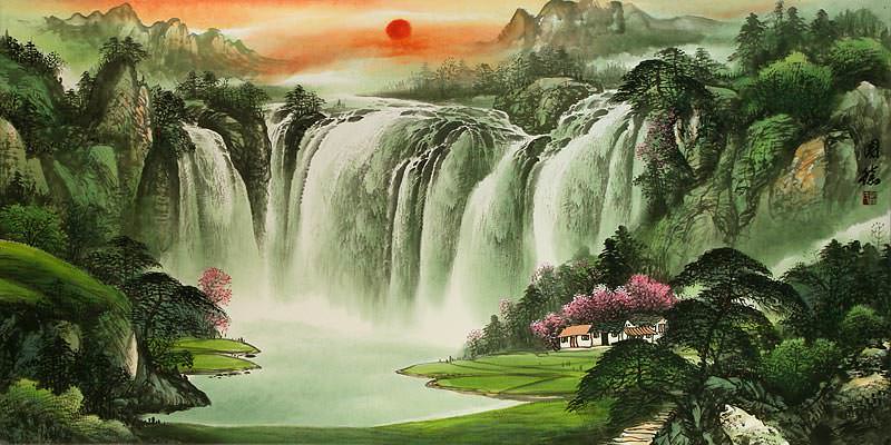 Huge Asian Waterfall Landscape