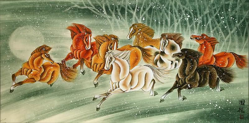 Running Horses - Large Chinese Painting