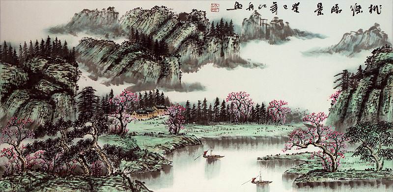 Chinese Green Landscape Painting