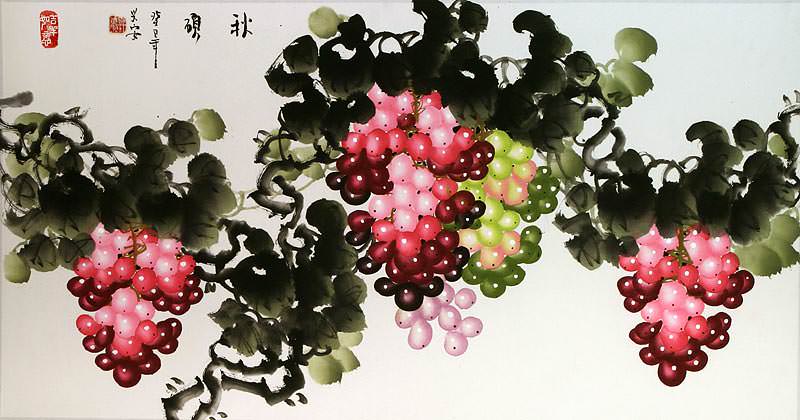 Autumn Bounty - Grapevine and Luscious Grapes Painting