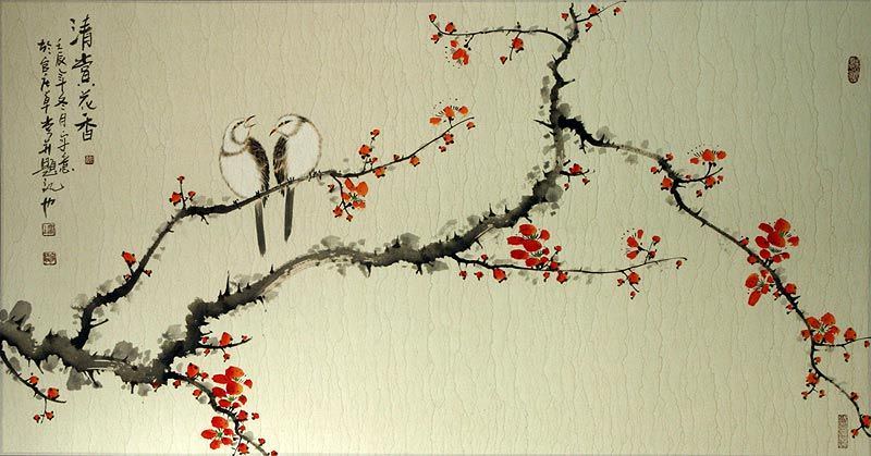 Chinese Plum Blossom and Birds Painting