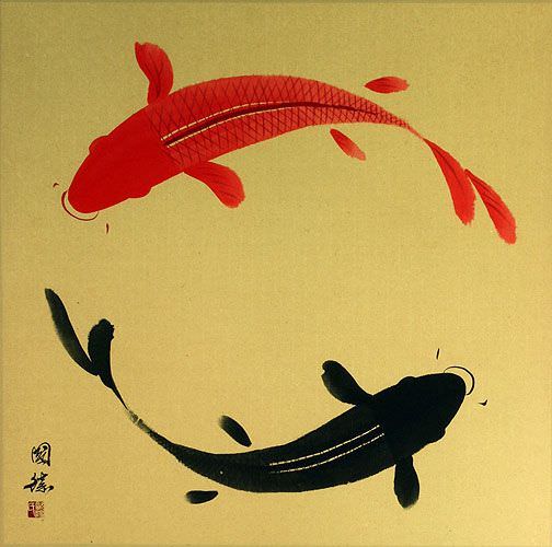 Big Yin Yang Koi Fish Painting