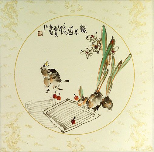 Classic Style Bird and Flower Painting