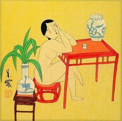 Hanging Out in the Nude - Chinese Modern Art Painting