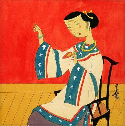 Threading the Needle - Time to Sew - Modern Art Painting