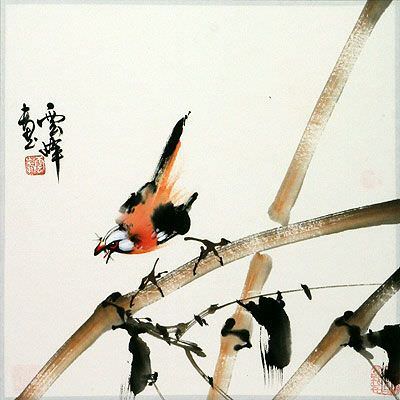 Chinese Bird and Bamboo Painting