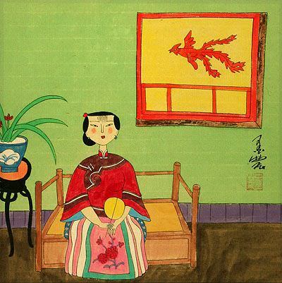 Waiting Lady on Bed - Modern Art Painting