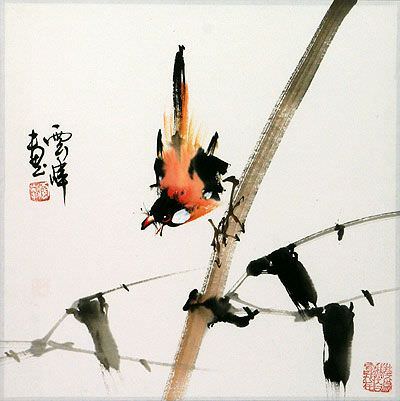 Chinese Bird and Bamboo Painting