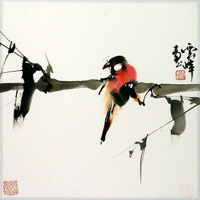 Chinese Bird and Bamboo Painting