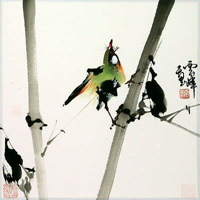 Chinese Bird and Bamboo Painting