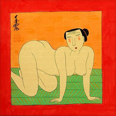 Woman Crawling In The Nude - Modern Art Painting