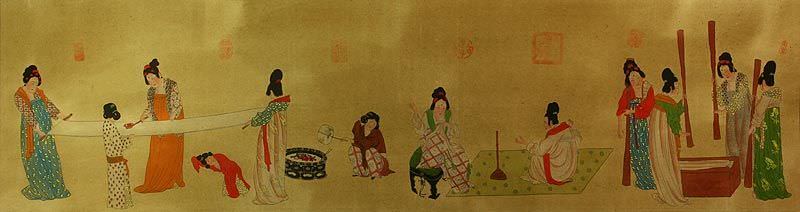 Tang Dynasty Ladies Daily Chores - Partial Print Painting