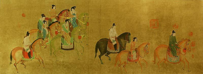 Tang Dynasty Horseback Ride - Large Antique-Style Print