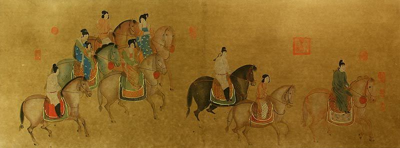 Tang Dynasty Horseback Ride - Large Antique-Style Print