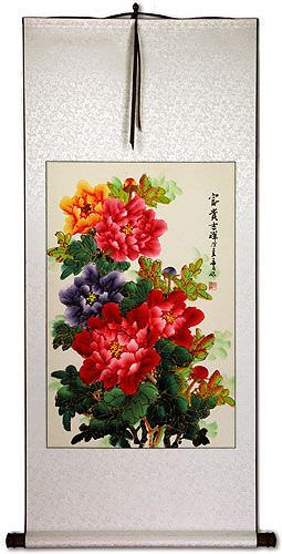 Peony Flower Colorful Wall Scroll