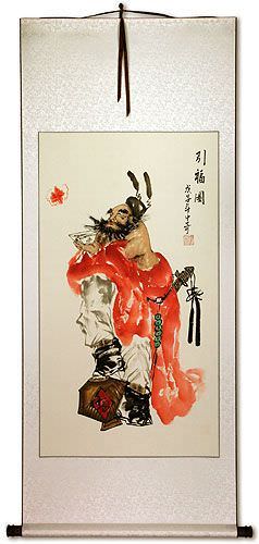 Zhong Kui Brings Blessings - Wall Scroll