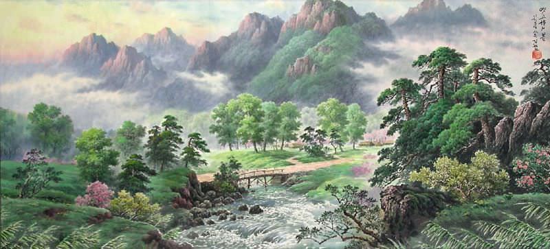 North Korean Landscape Painting Asian Art, Korean Landscape Art