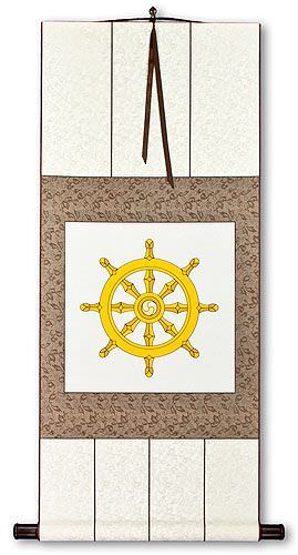 Wheel of Buddhism Symbol Print - Wall Scroll