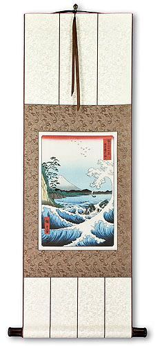 Japanese Wave Woodblock Print Wall Scroll
