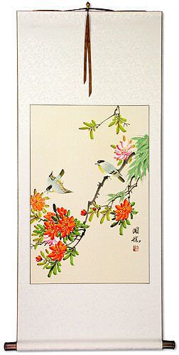 Birds & Flowers Wall Scroll
