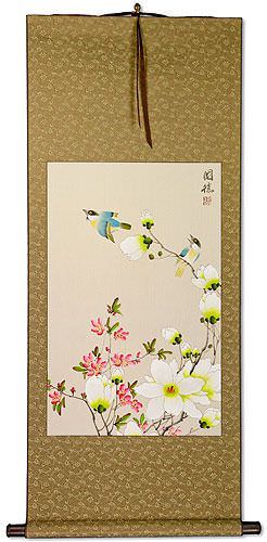 Birds and Flowers Wall Scroll